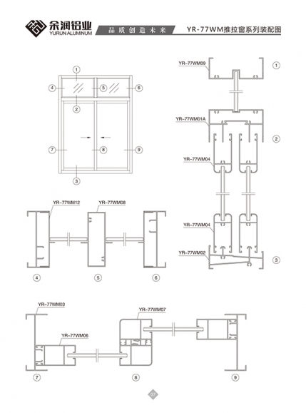 YR-77WM推拉窗系列装配图