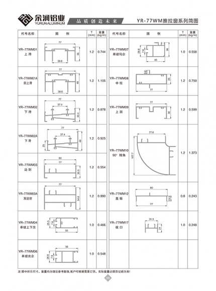 YR-77WM推拉窗系列简图