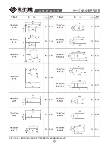 YR-80Y推拉窗系列简图