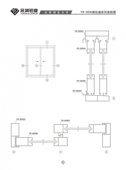 YR-90N推拉窗系列装配图