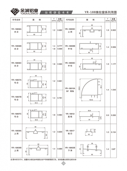 YR-188推拉窗系列简图