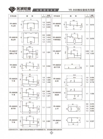 YR-868推拉窗系列简图