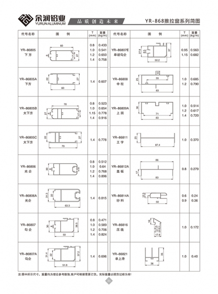 YR-868推拉窗系列简图