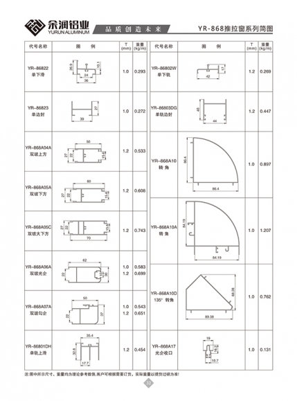 YR-868推拉窗系列简图