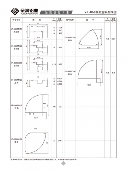 YR-868推拉窗系列简图