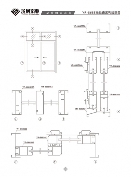 YR-868S推拉窗系列装配图