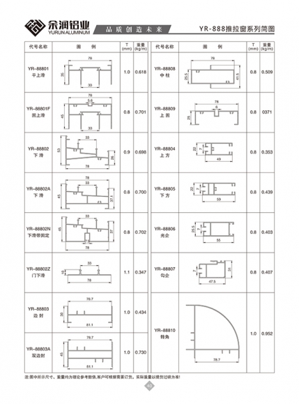 YR-888推拉窗系列简图