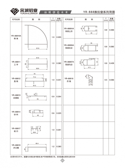 YR-888推拉窗系列简图