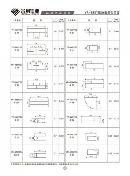 YR-888Y推拉窗系列简图