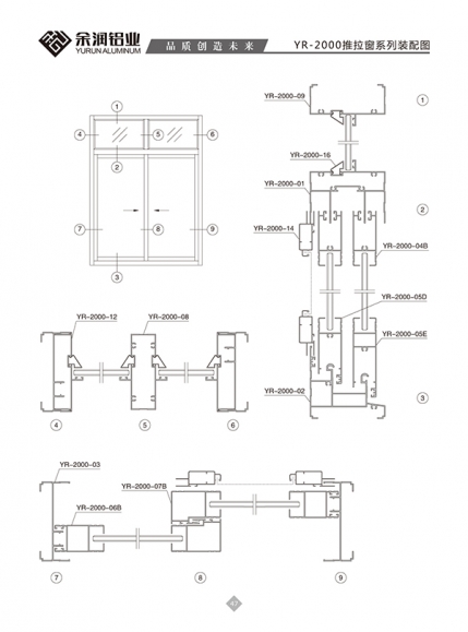 YR-2000推拉窗系列装配图