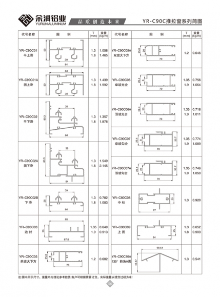 YR-C90C推拉窗系列简图