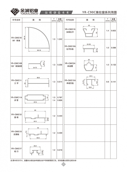 YR-C90C推拉窗系列简图