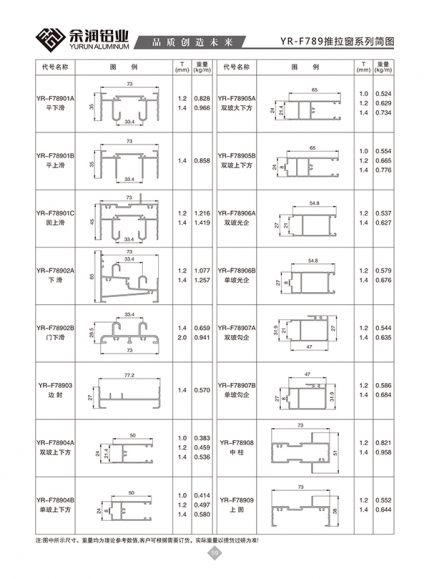 YR-F789推拉窗系列简图