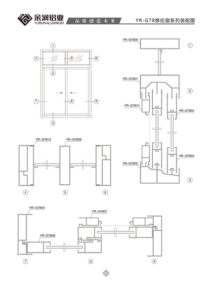 YR-G78推拉窗系列装配图