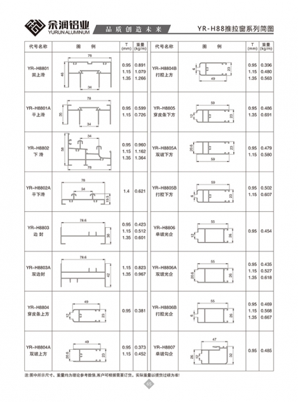 YR-H88推拉窗系列简图