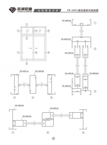 YR-HKFL推拉窗系列装配图