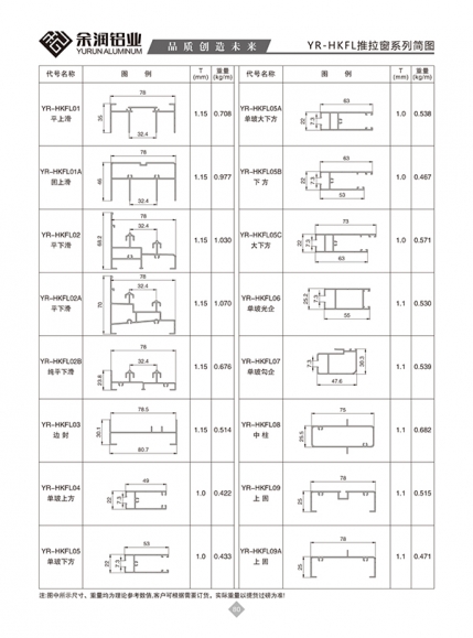 YR-HKFL推拉窗系列简图