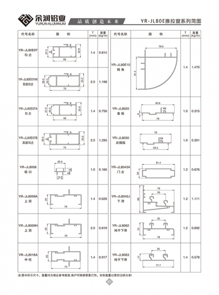 YR-JL80E推拉窗系列简图