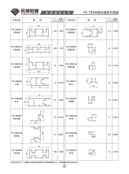 YR-T80M推拉窗系列简图