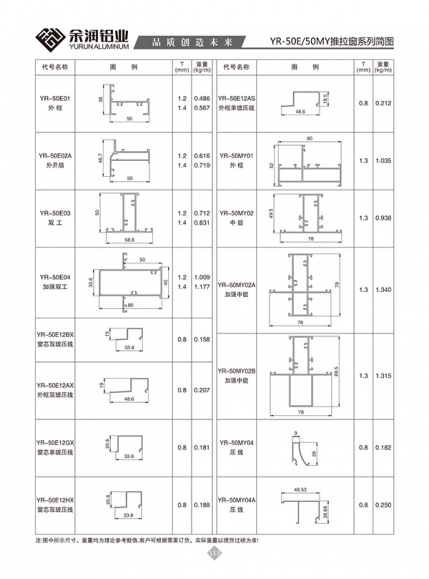 YR-50E/50MY推拉窗系列简图