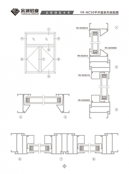 YR-NC50平开窗系列装配图