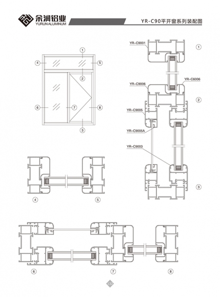 YR-C90平开窗系列装配图