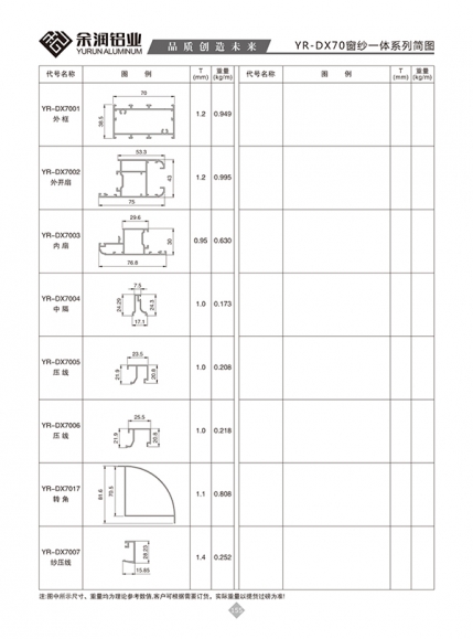 YR-DX70窗纱一体系列简图