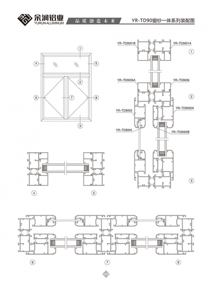 YR-TD90窗纱一体系列装配图