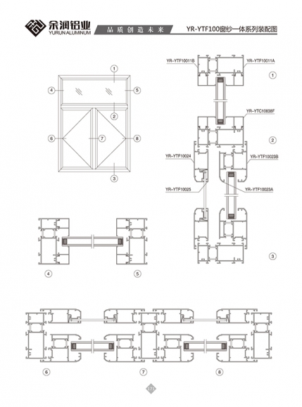 YR-YTF100窗纱一体系列装配图