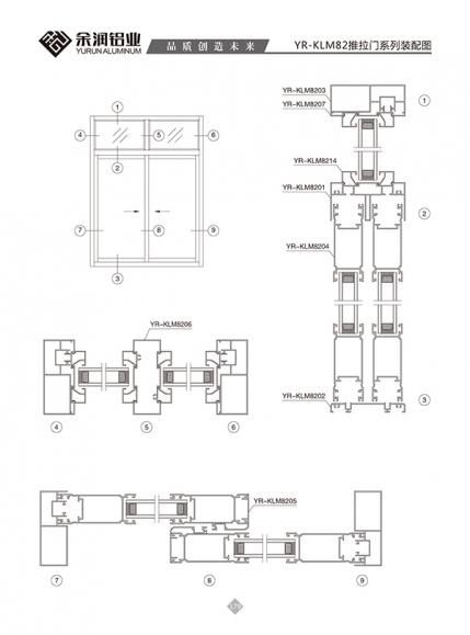 YR-KLM82推拉窗系列装配图