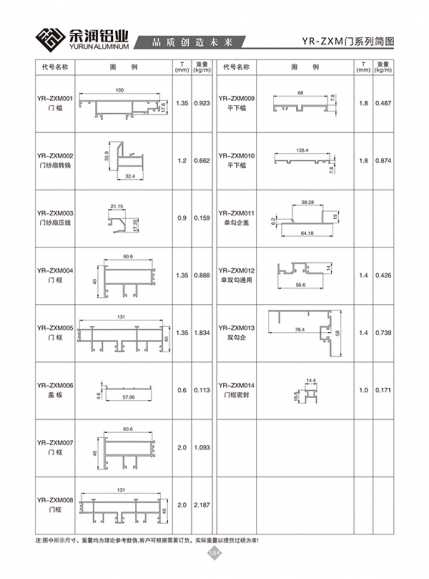 YR-ZXM门系列简图